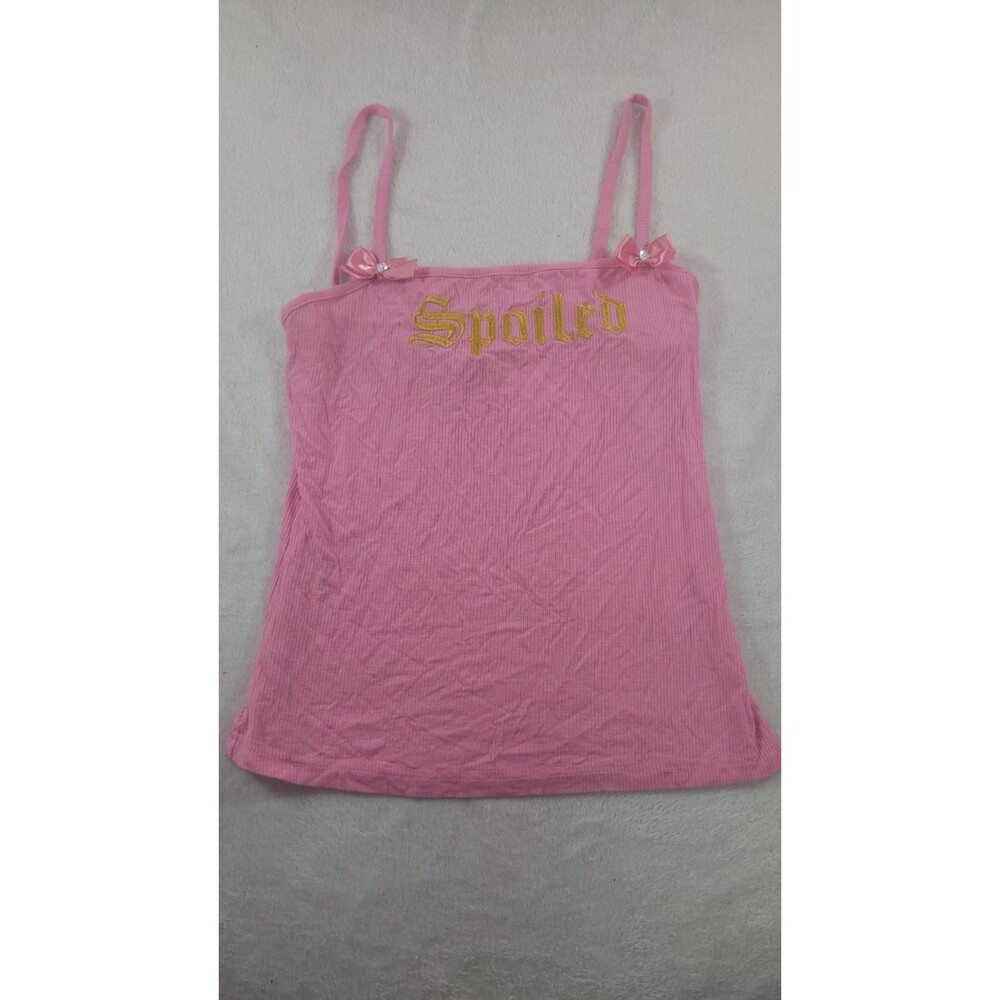 Plastic Money Spoiled Tank Top Pink Bows Gems Rare Y2K Coquette Cami Sz Small